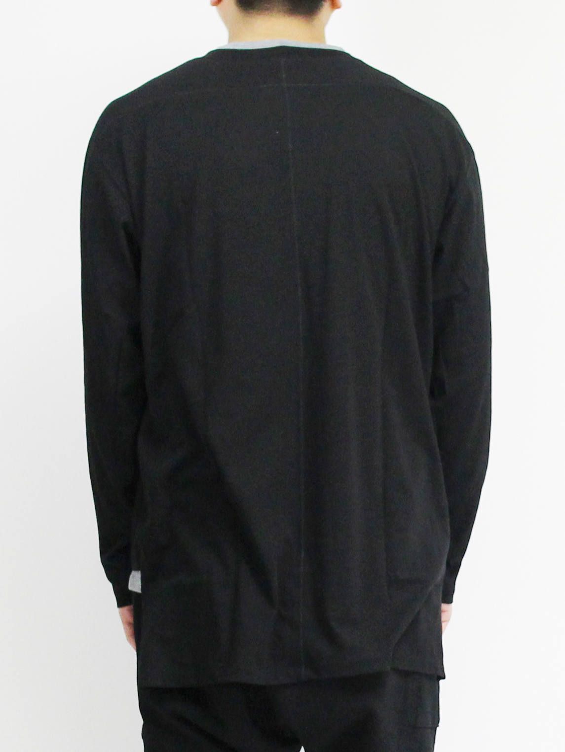 綿シルク長袖カットソー - BLACK