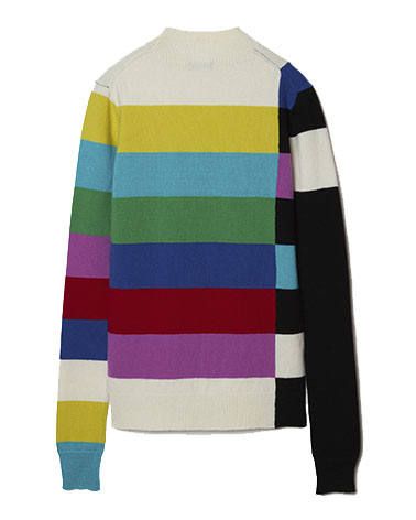モックネックニット - Color Bars Mock neck Knit Sweater