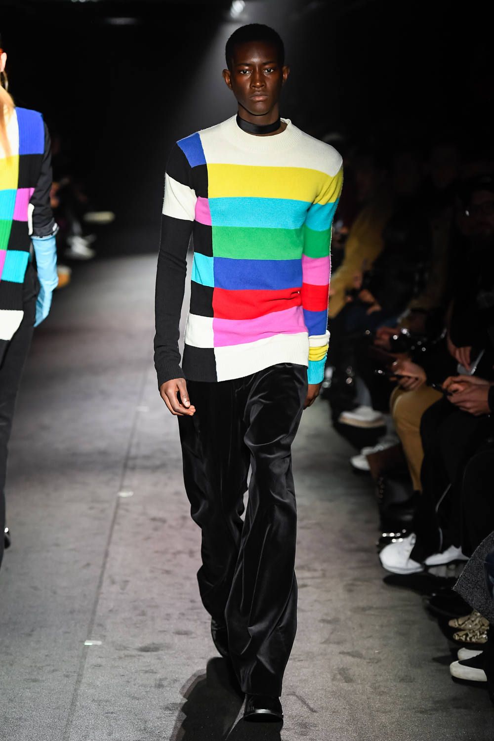 モックネックニット - Color Bars Mock neck Knit Sweater