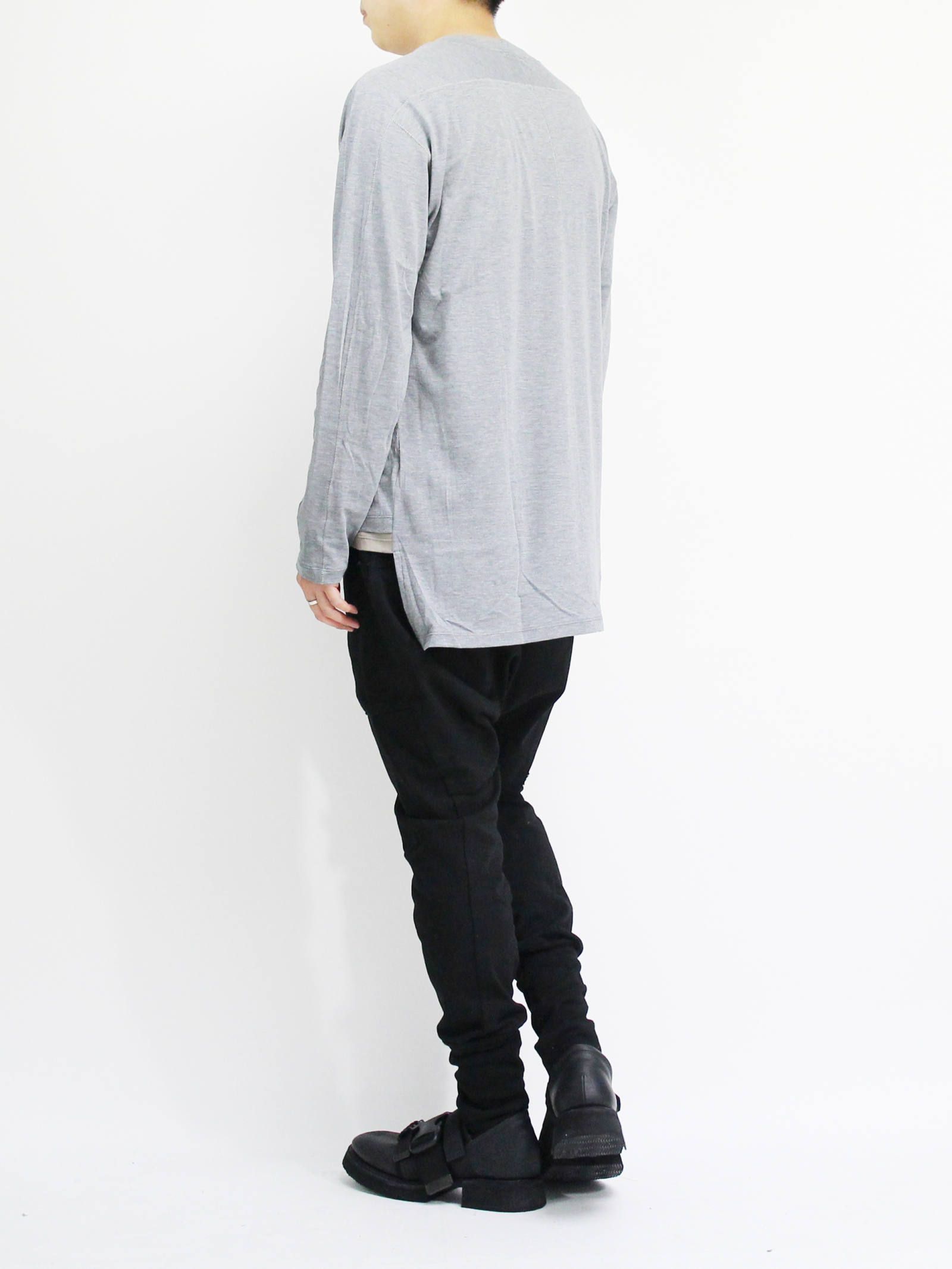 綿シルク長袖カットソー - GREY