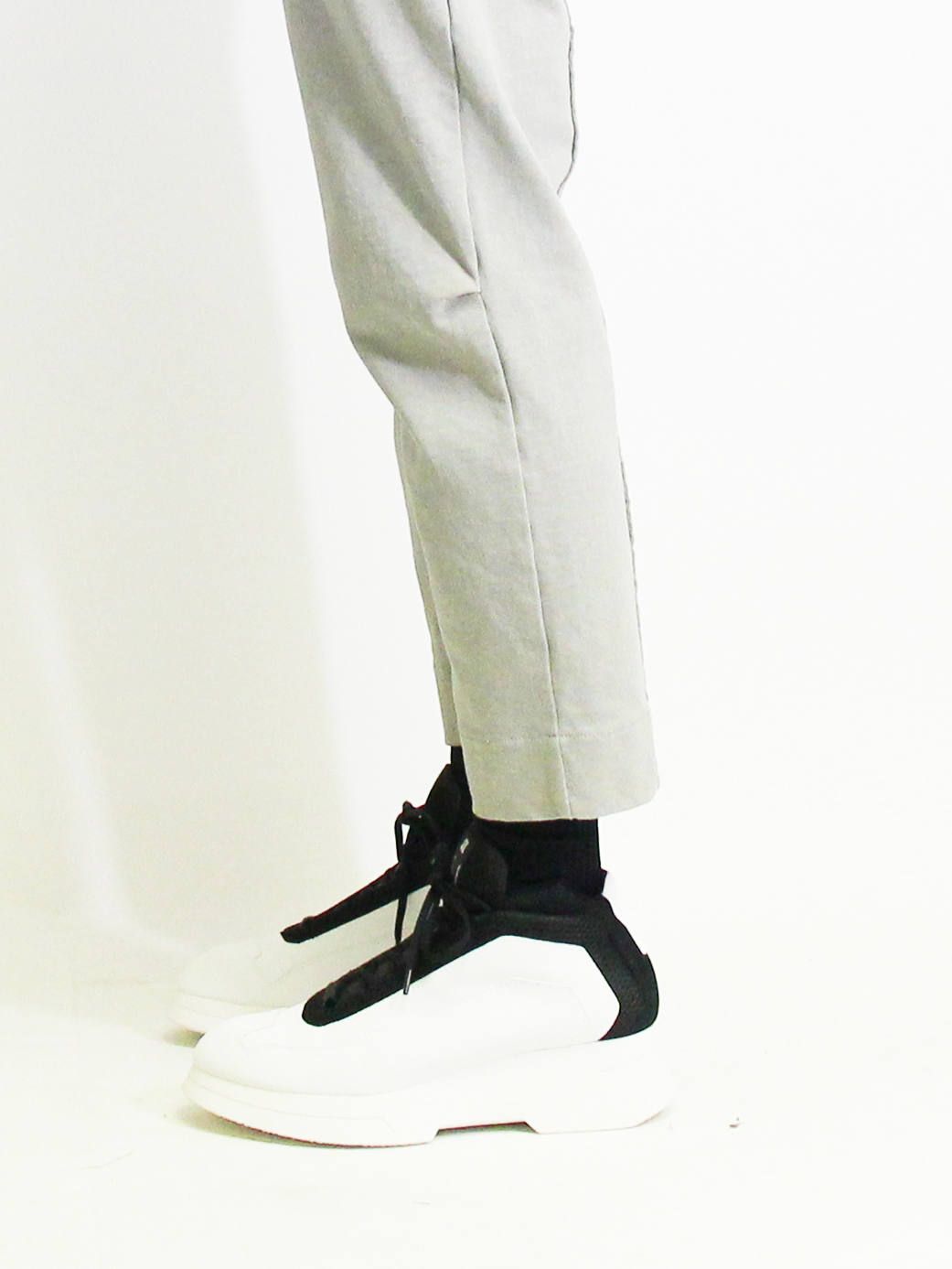 度詰め天竺サルエルクロップドパンツ- GREY
