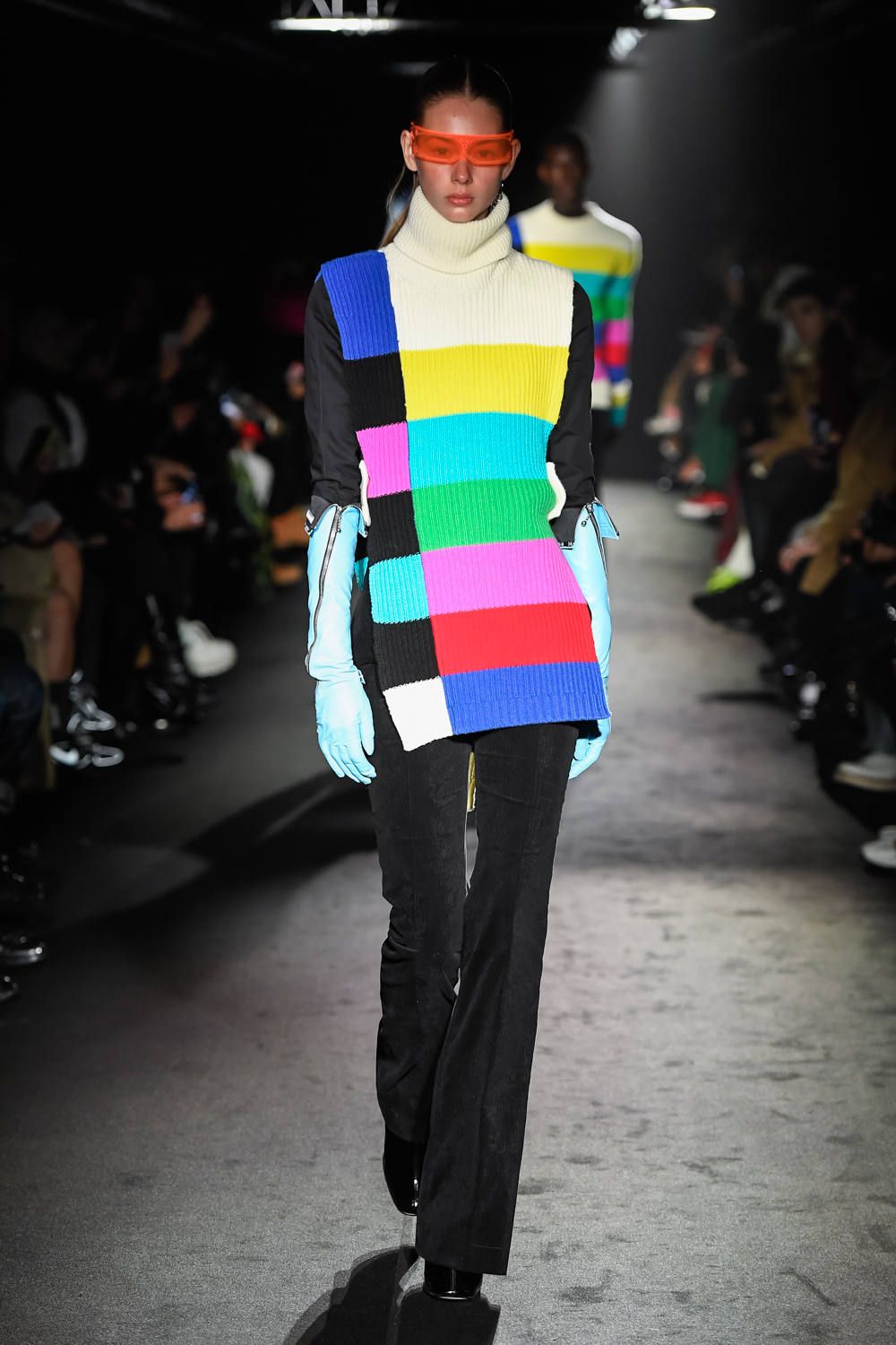 モックネックニット - Color Bars Mock neck Knit Sweater