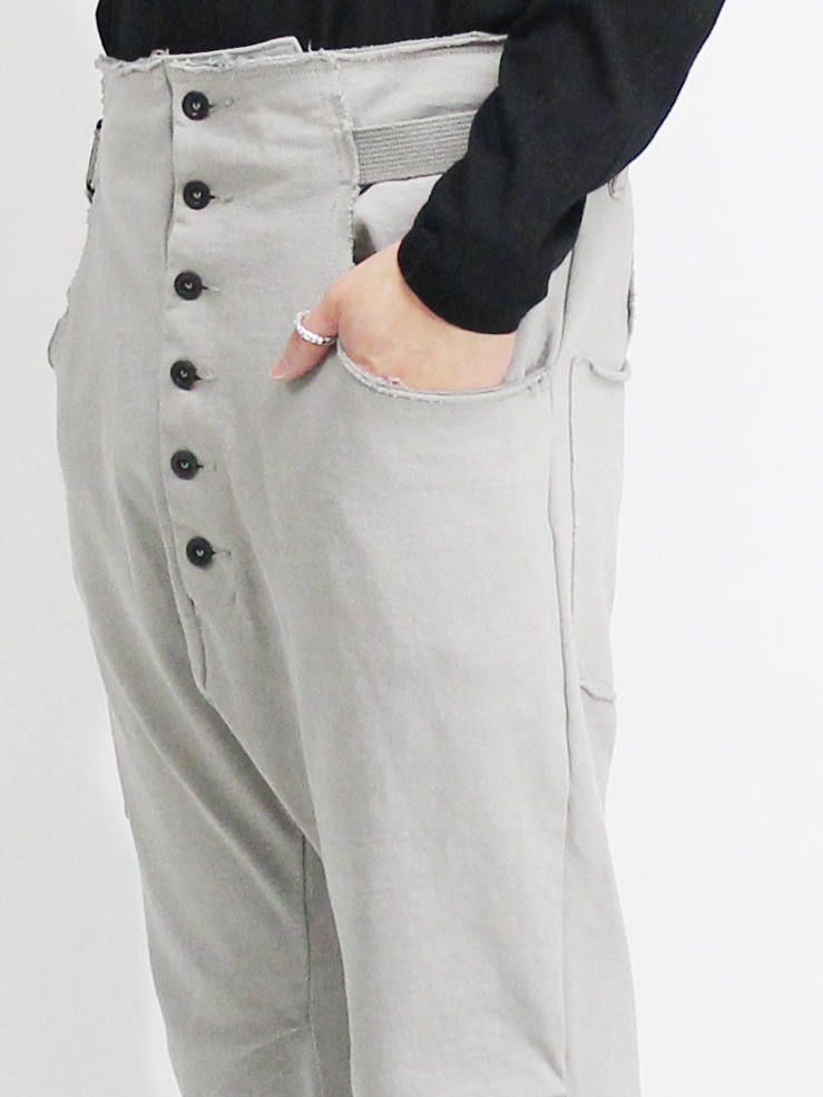 度詰め天竺サルエルクロップドパンツ- GREY