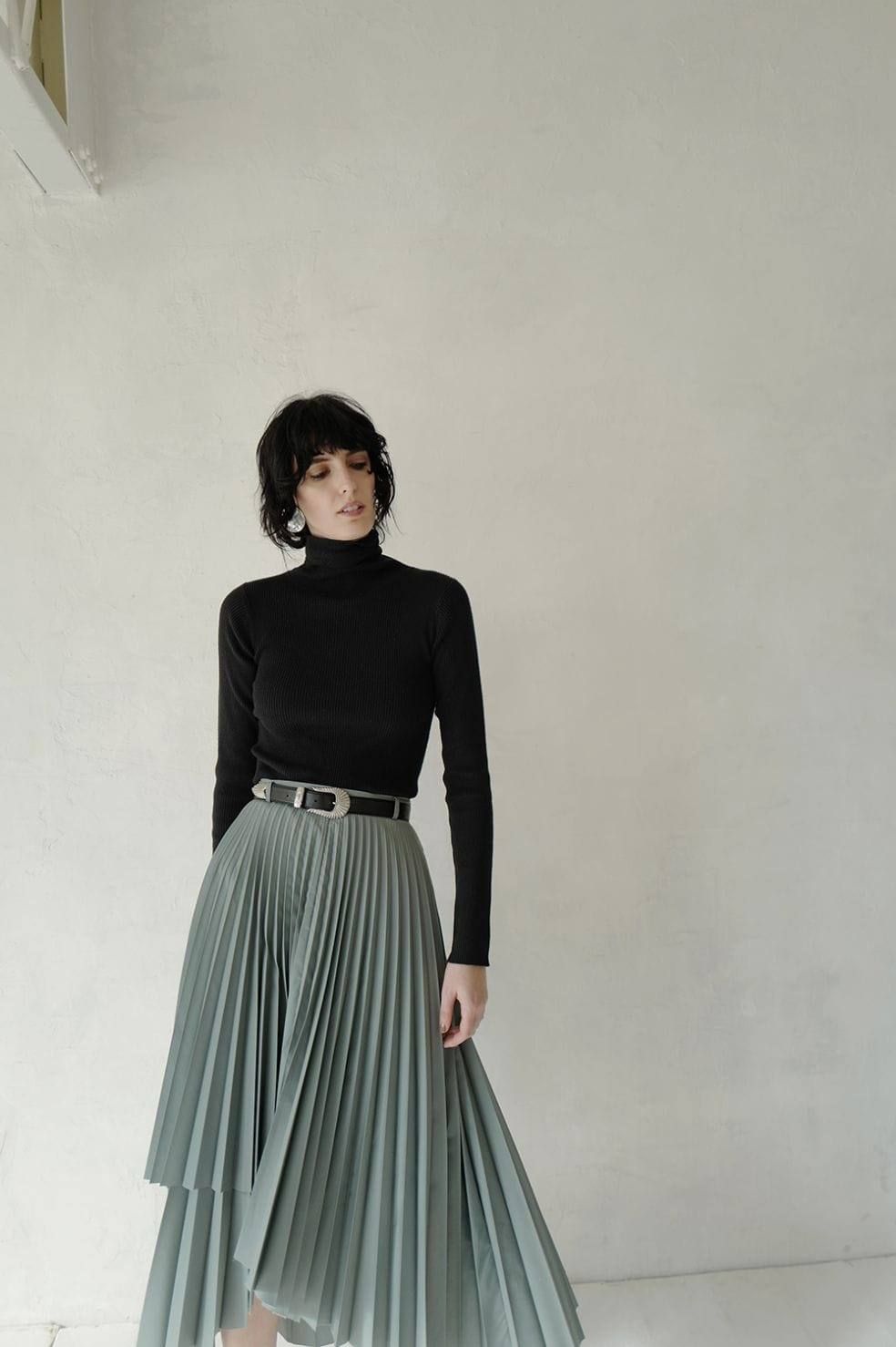 CLANE - プリーツスカート - WRAP PLEATS SKIRT GREEN | ADDICT WEB SHOP