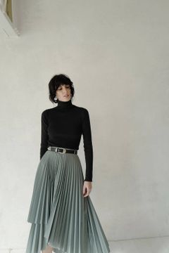 プリーツスカート - WRAP PLEATS SKIRT GREEN