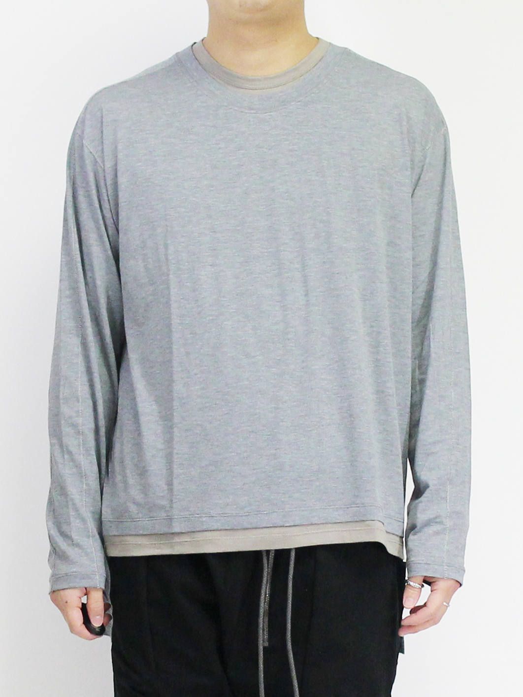 綿シルク長袖カットソー - GREY