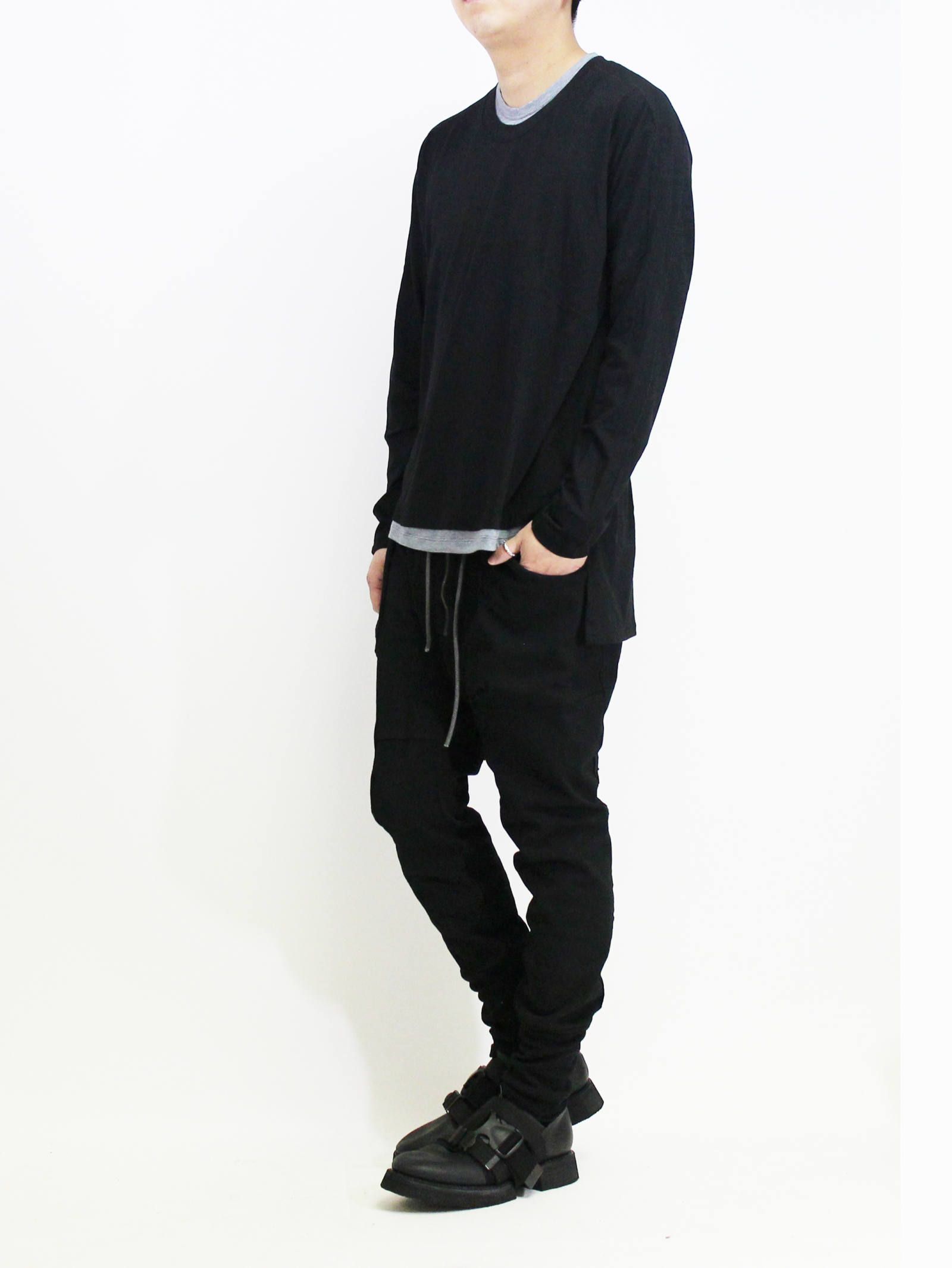 綿シルク長袖カットソー - BLACK