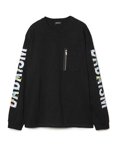 グラフィックプリントロングスリーブT - Graphic Print Long Sleeve Pocket T-shirt BLACK