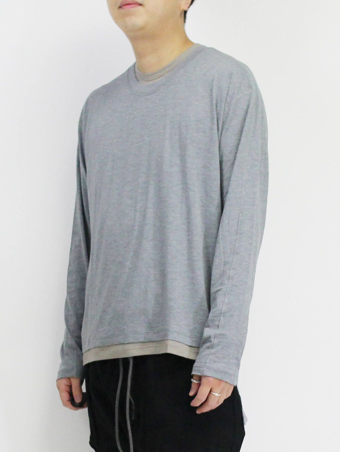 綿シルク長袖カットソー - GREY