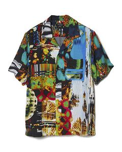 グラフフィットオープンカラーシャツ - Graphic Print Open-collar Shirt - MLT