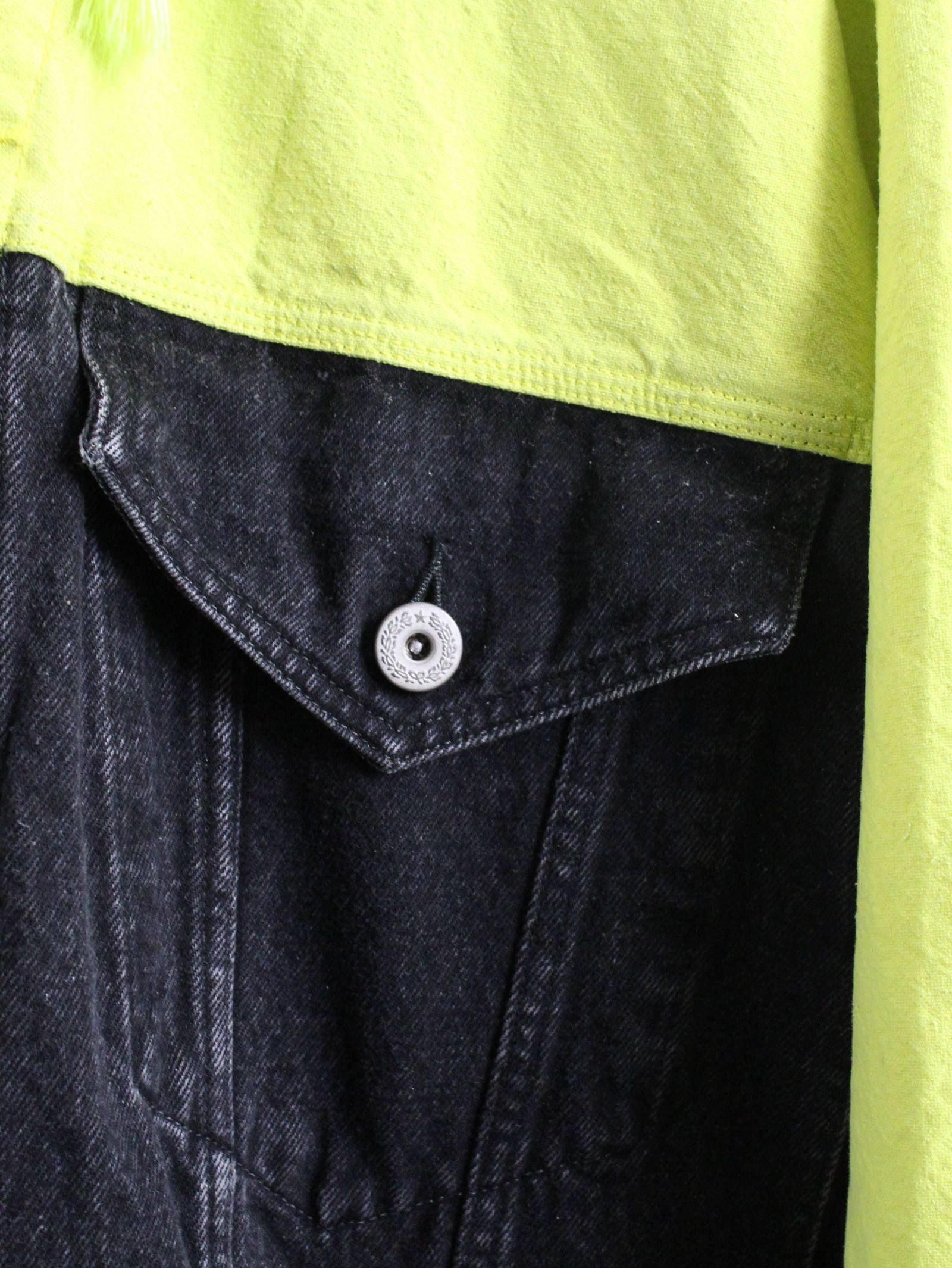 カットオフデニムフーディー - SILK DUCK / SILKDENIM CUT OFF HOODIE JACET YELLOW