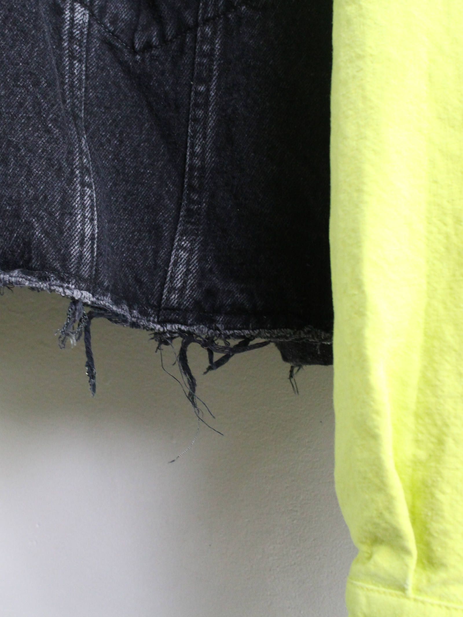 カットオフデニムフーディー - SILK DUCK / SILKDENIM CUT OFF HOODIE JACET YELLOW