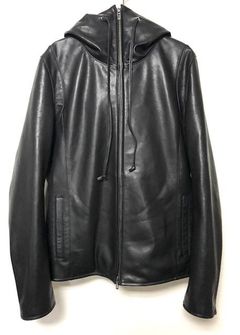 【先行予約】フードラムレザージャケット - HOODED LEATHER JACKET MEN'S BLACK