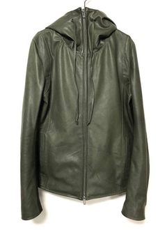 【先行予約】フードラムレザージャケット - HOODED LEATHER JACKET MEN'S KHIKI
