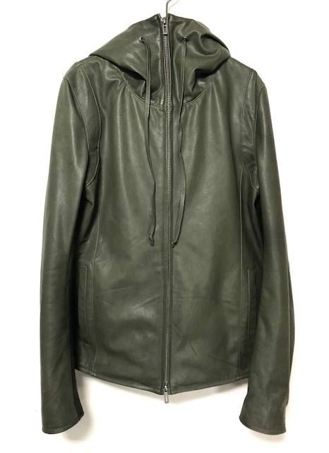 【先行予約】フードラムレザージャケット - HOODED LEATHER JACKET MEN'S KHIKI