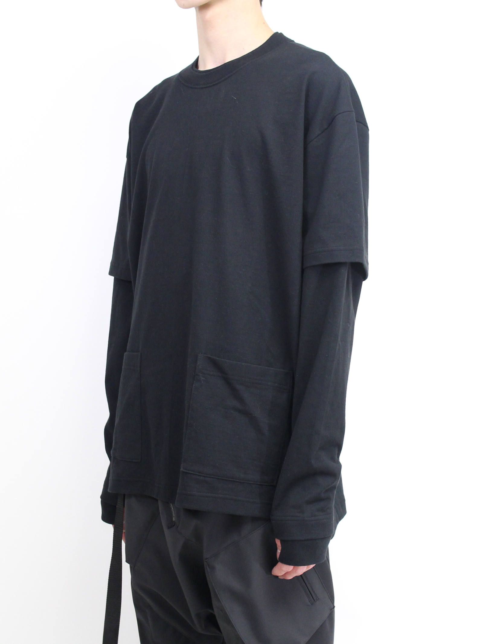 40/-天竺レイヤード長袖カットソー ”BLACK"
