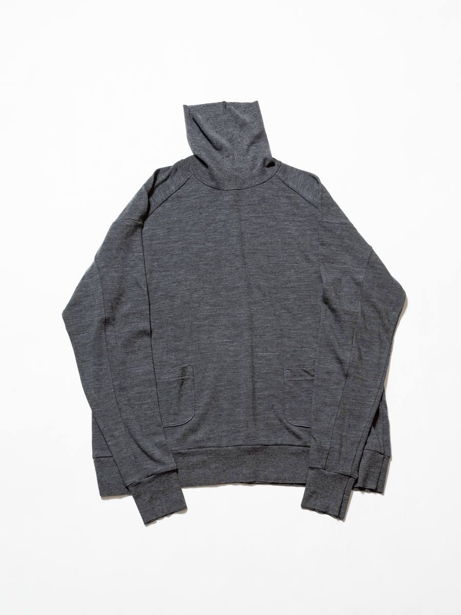綿ウール天竺長袖タートルネックカットソー - GREY