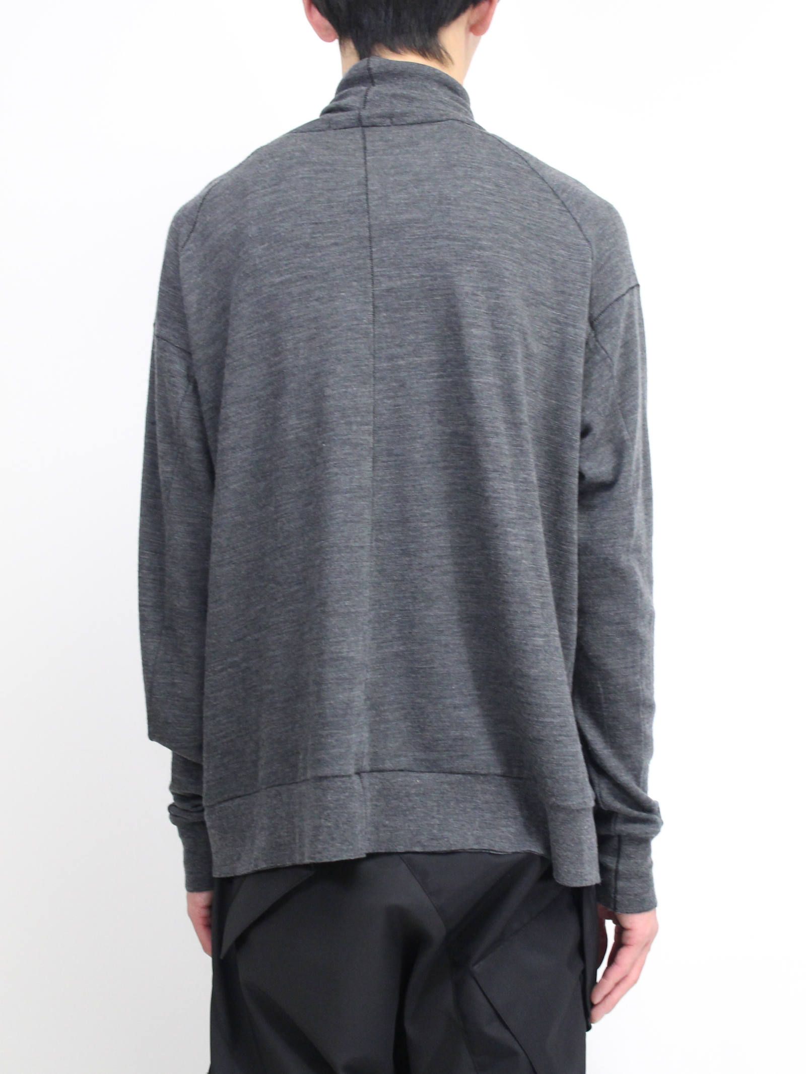 綿ウール天竺長袖タートルネックカットソー - GREY