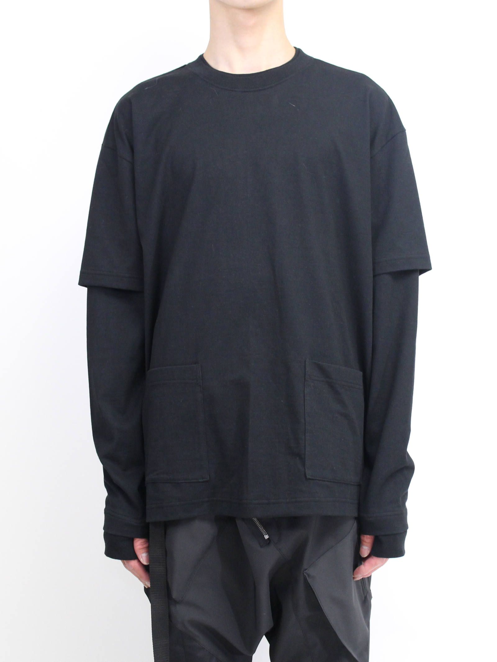 40/-天竺レイヤード長袖カットソー ”BLACK"