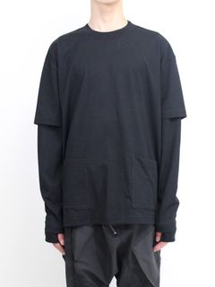 40/-天竺レイヤード長袖カットソー ”BLACK"