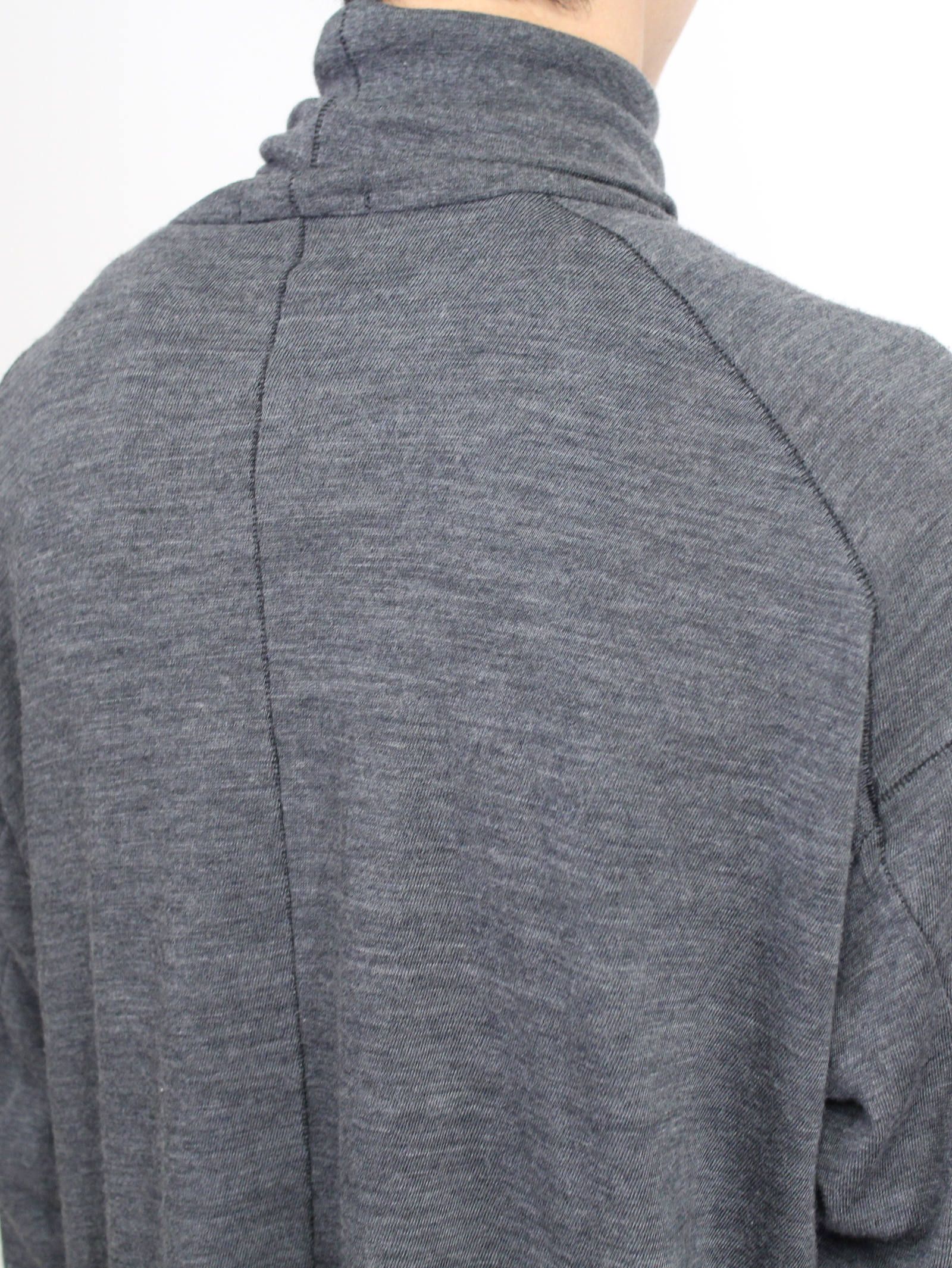 綿ウール天竺長袖タートルネックカットソー - GREY