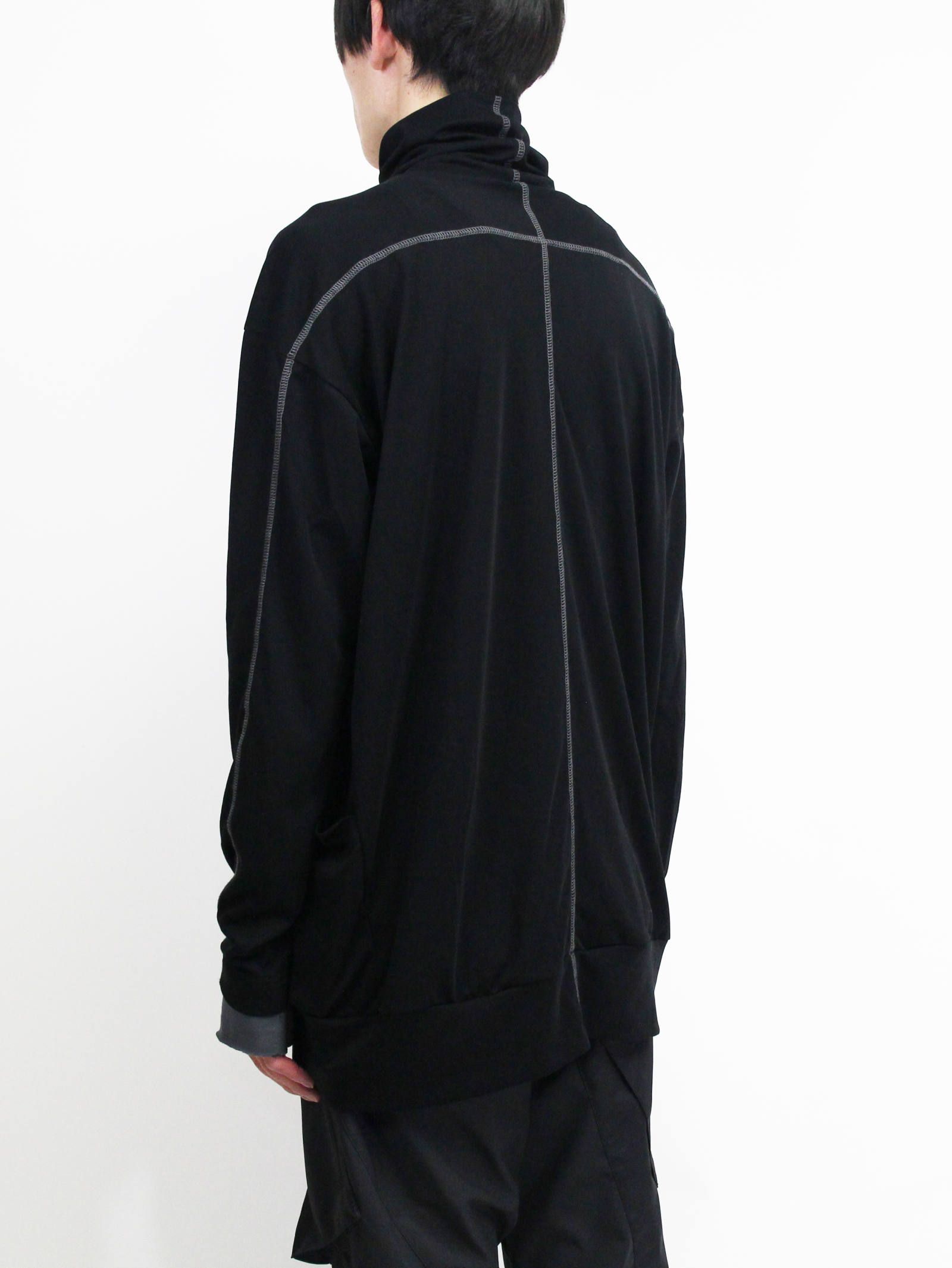 スムース長袖Tタートル - BLACK