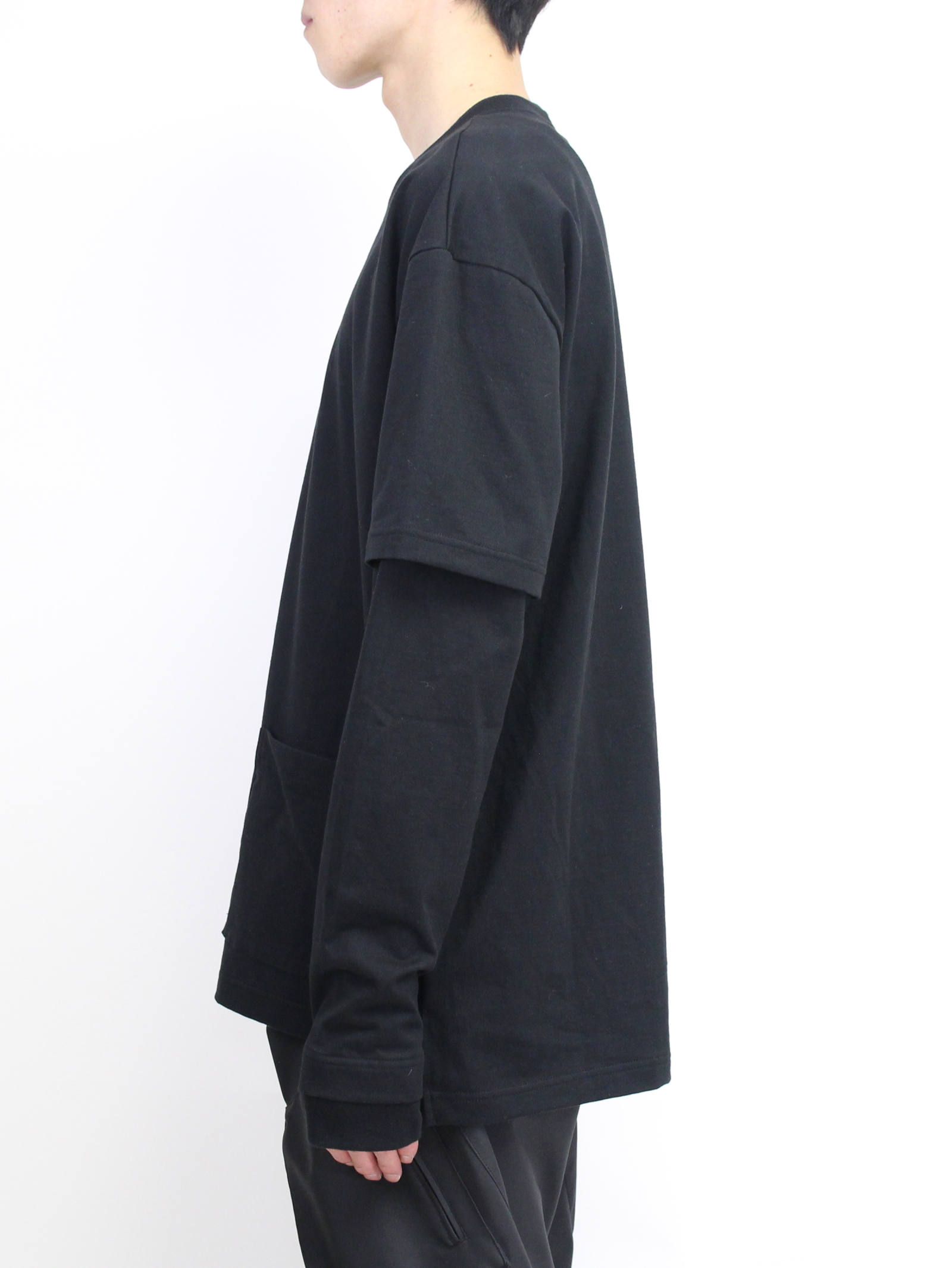 40/-天竺レイヤード長袖カットソー ”BLACK"