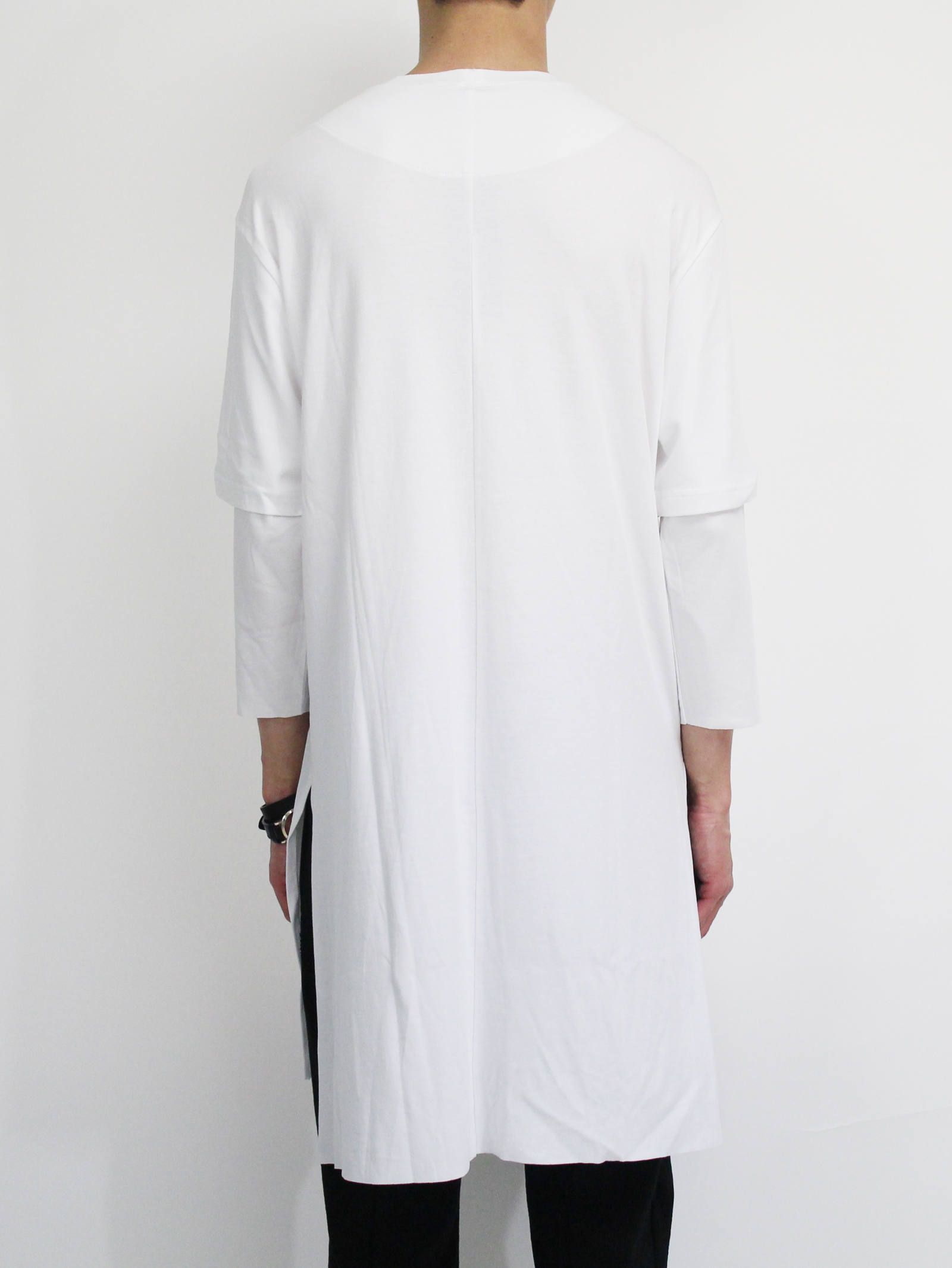 スムース レイヤード七分袖カットソー - WHITE