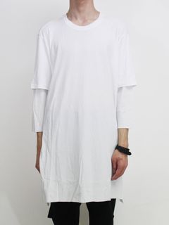 スムース レイヤード七分袖カットソー - WHITE