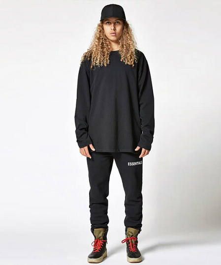 ESSENTIALS ロゴプリント長袖 プリントTシャツ - BLACK