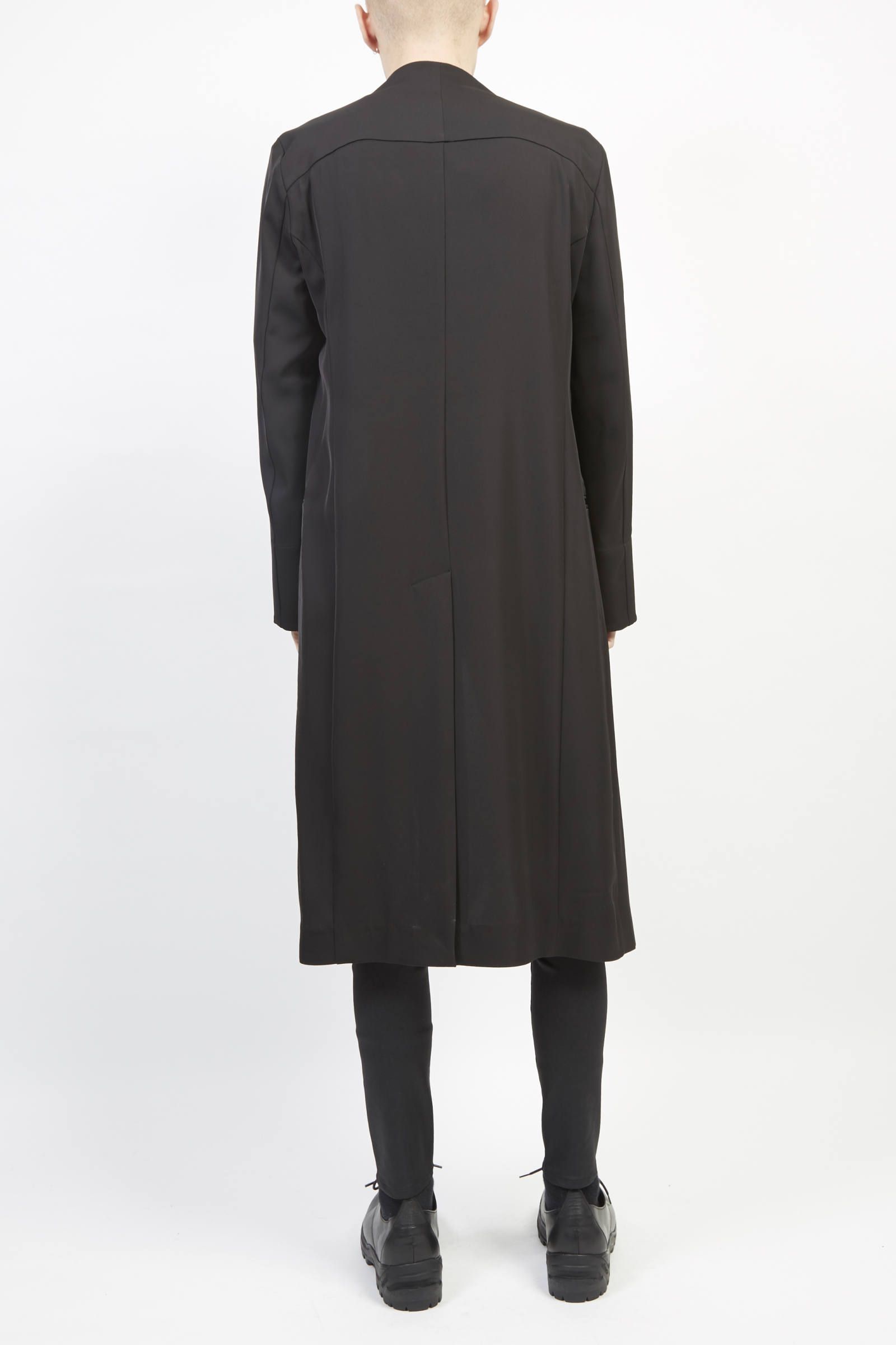 ストレッチノーカラージャケット - Ry/LEasy cross bio washer long jacket Black