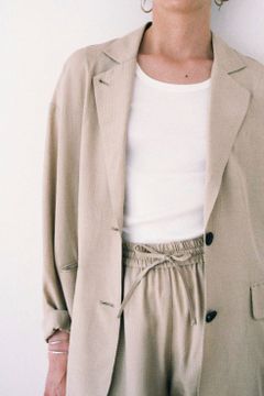 シャドウチェックテーラードジャケット - SHADOW CHECK TAILORED JACKET BEIGE