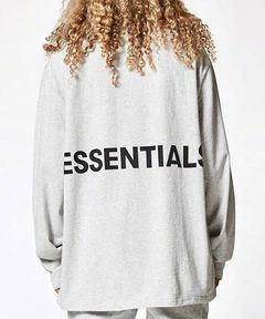 ESSENTIALS ロゴプリント長袖 プリントTシャツ - GREY