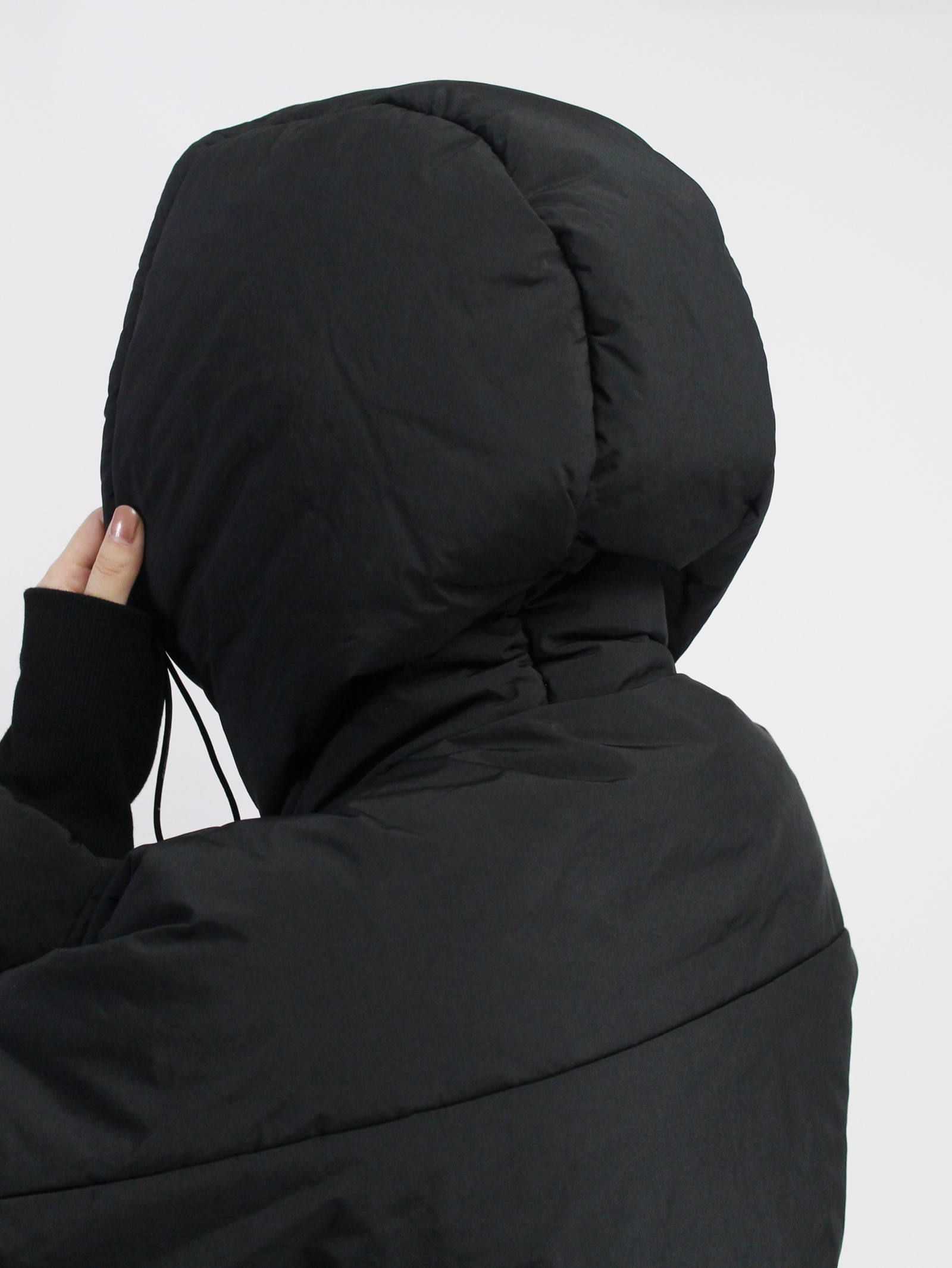 フードジャケット - FIXED PADDING HOODED JACKET - BLACK