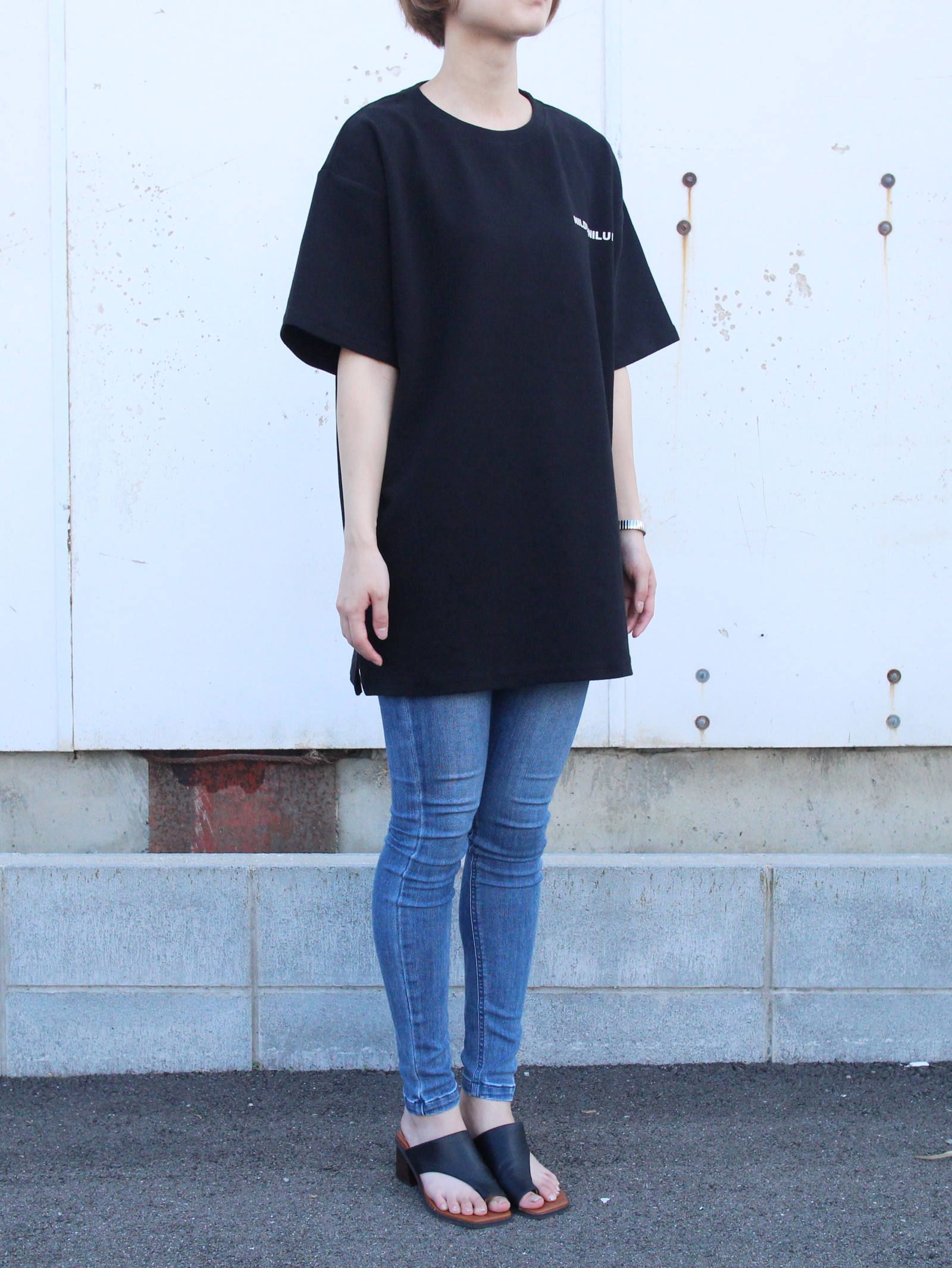 スウェットビッグTシャツ  - SWEAT BIG TEE USED BLACK