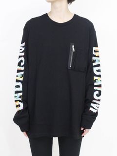 グラフィックプリントロングスリーブT - Graphic Print Long Sleeve Pocket T-shirt BLACK