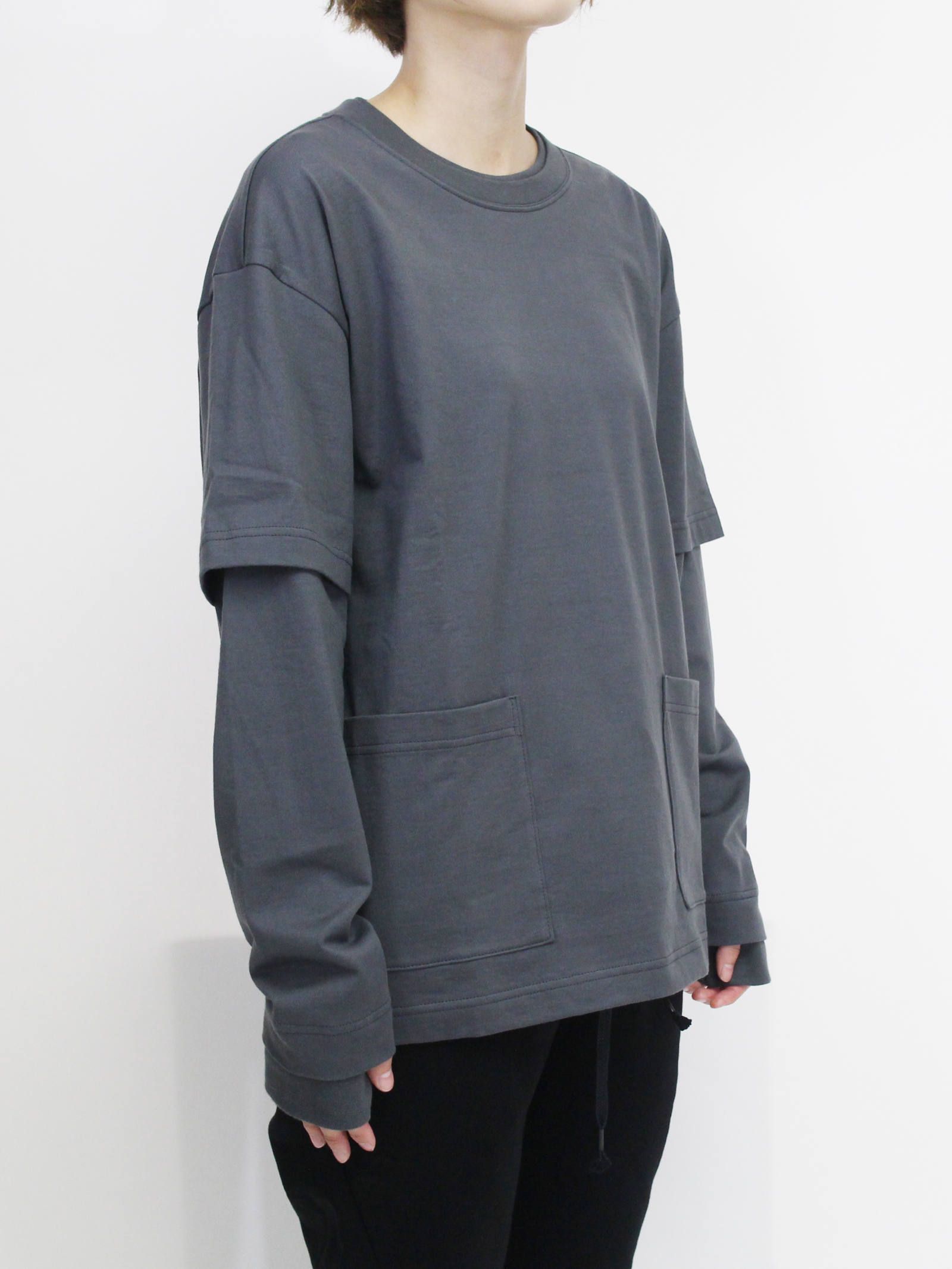 40/-天竺レイヤード長袖カットソー ”GREY"