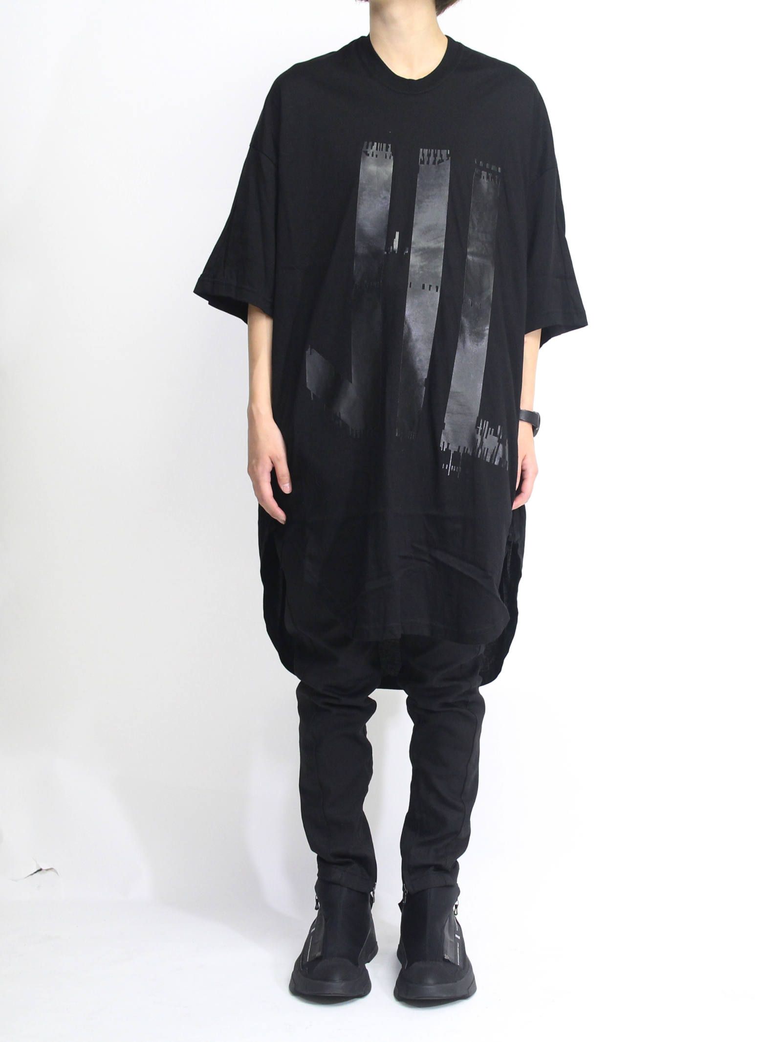 家紋Tシャツ - KAMON ROUND T-SHIRT - BLACK×BLACK