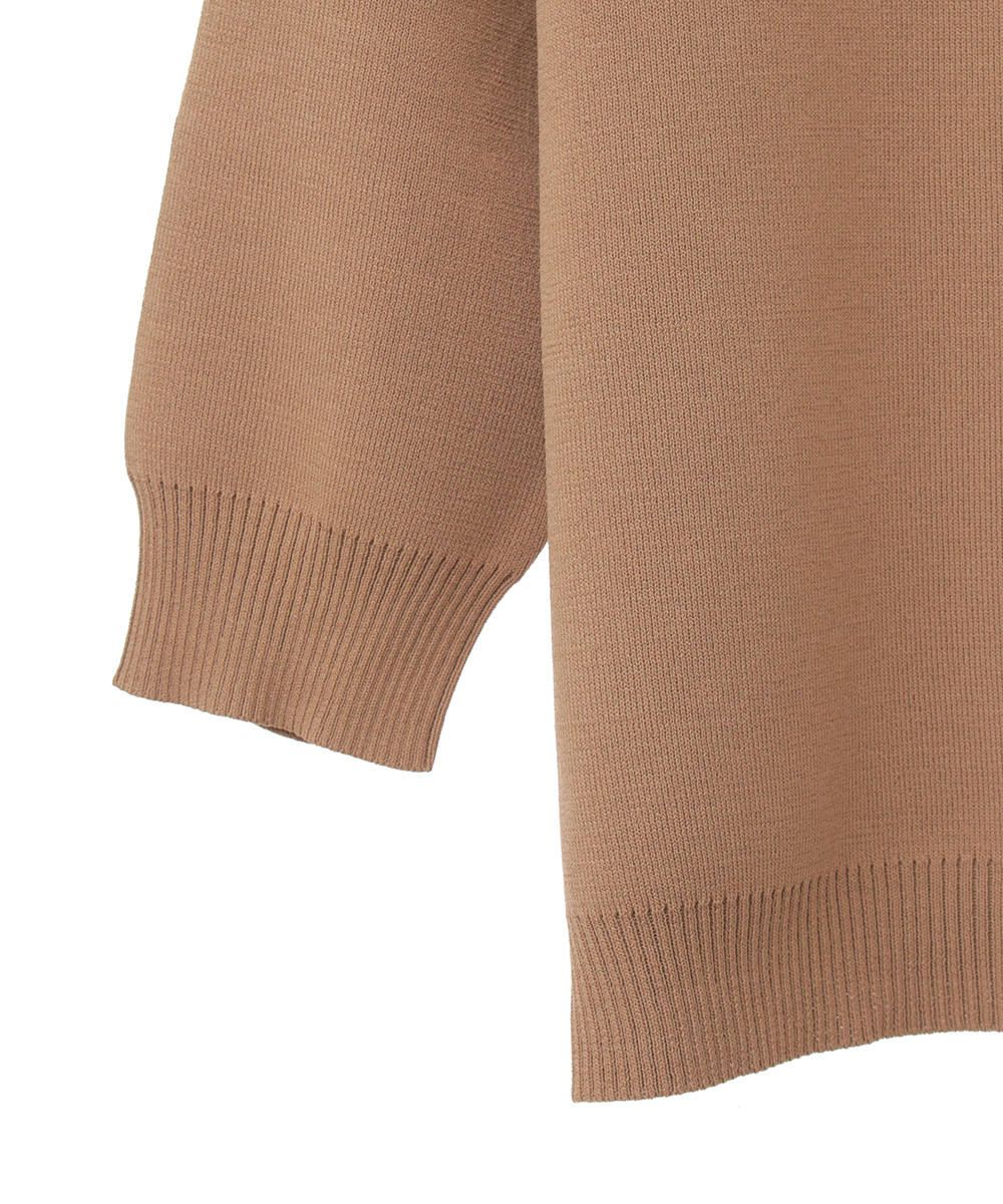 ハーフスリーブコンパクトニット - HALF SLEEVE BASIC COMPACT KNIT TOPS BEIGE