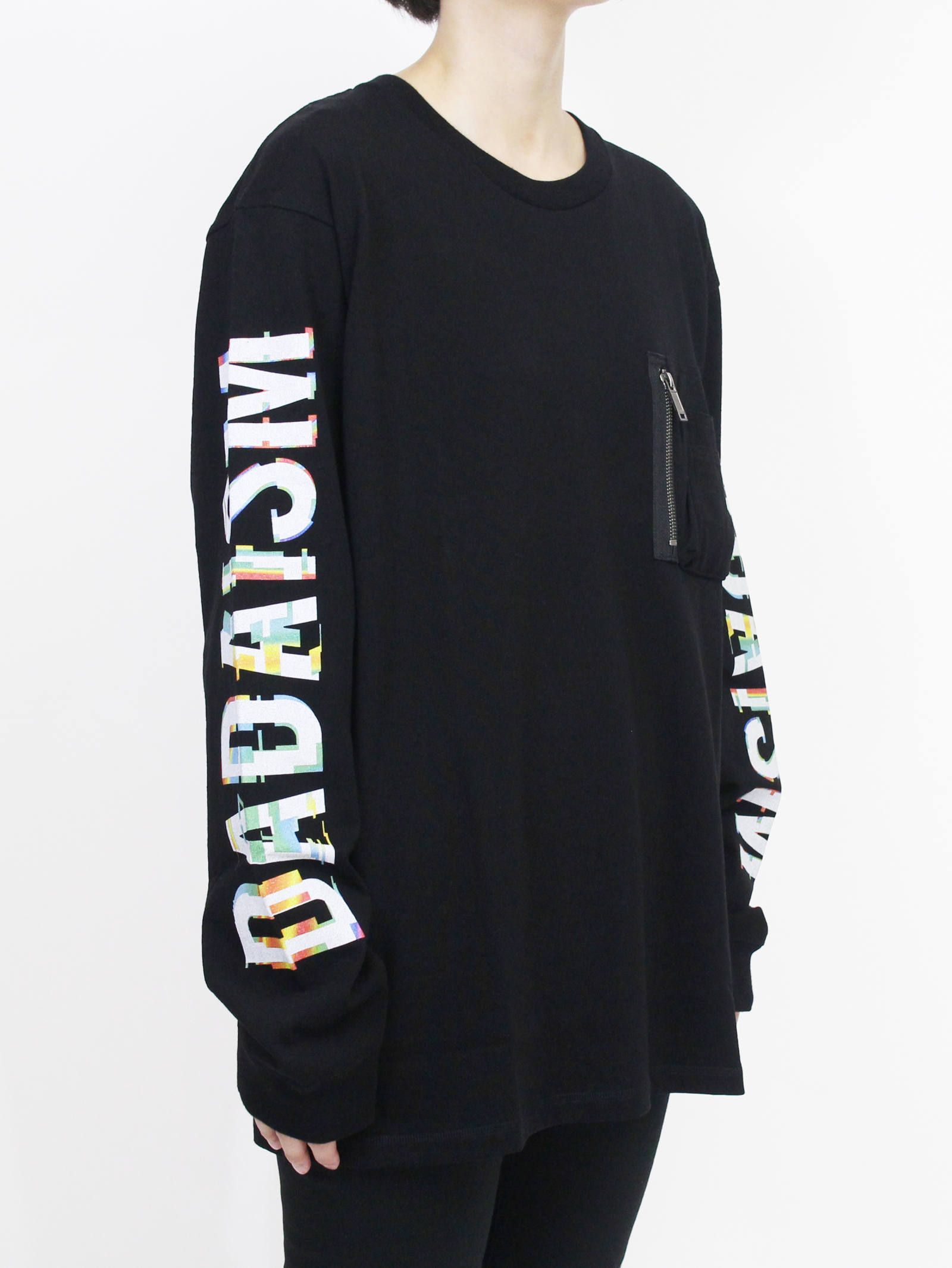 グラフィックプリントロングスリーブT - Graphic Print Long Sleeve Pocket T-shirt BLACK