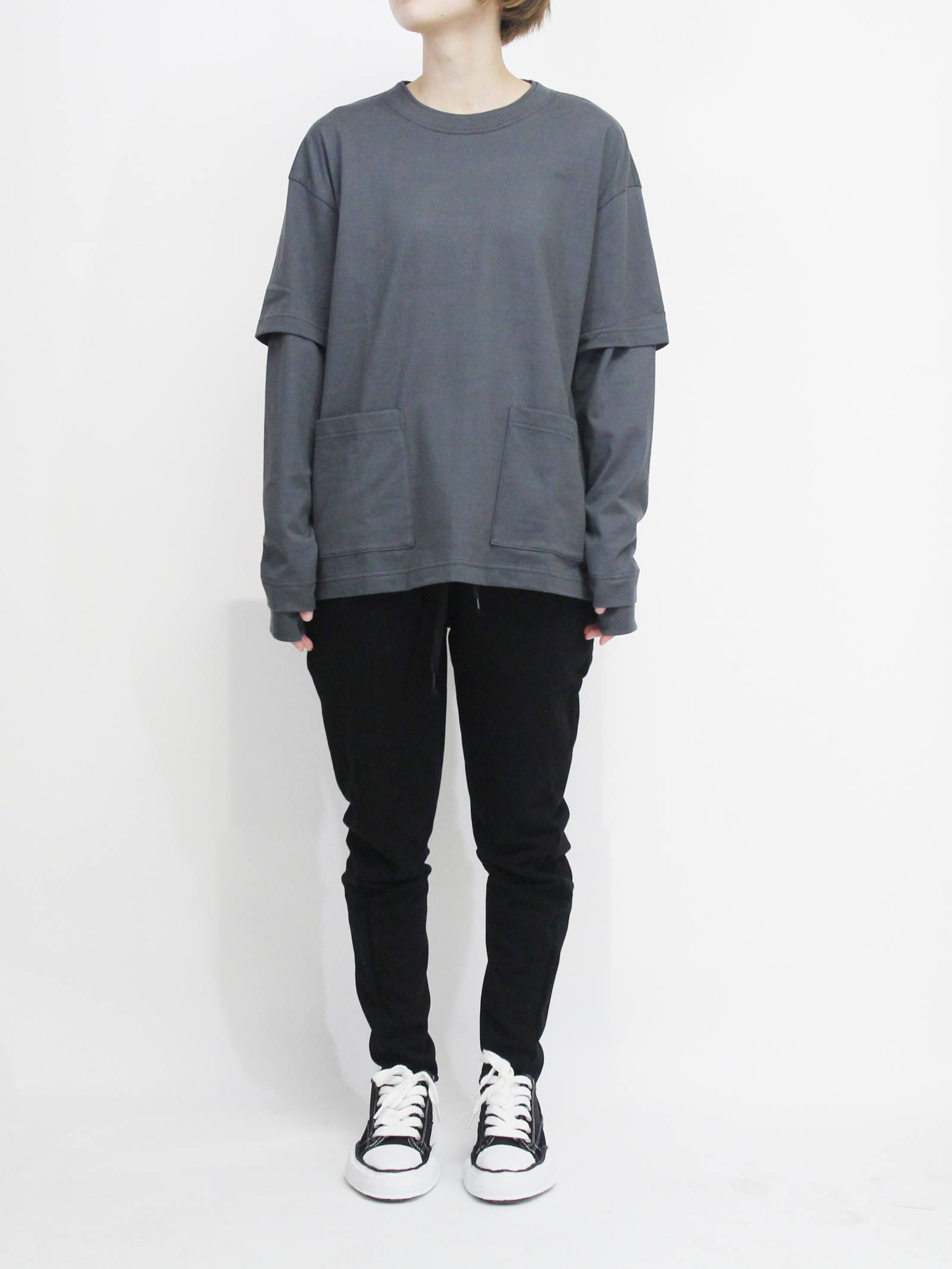 40/-天竺レイヤード長袖カットソー ”GREY"
