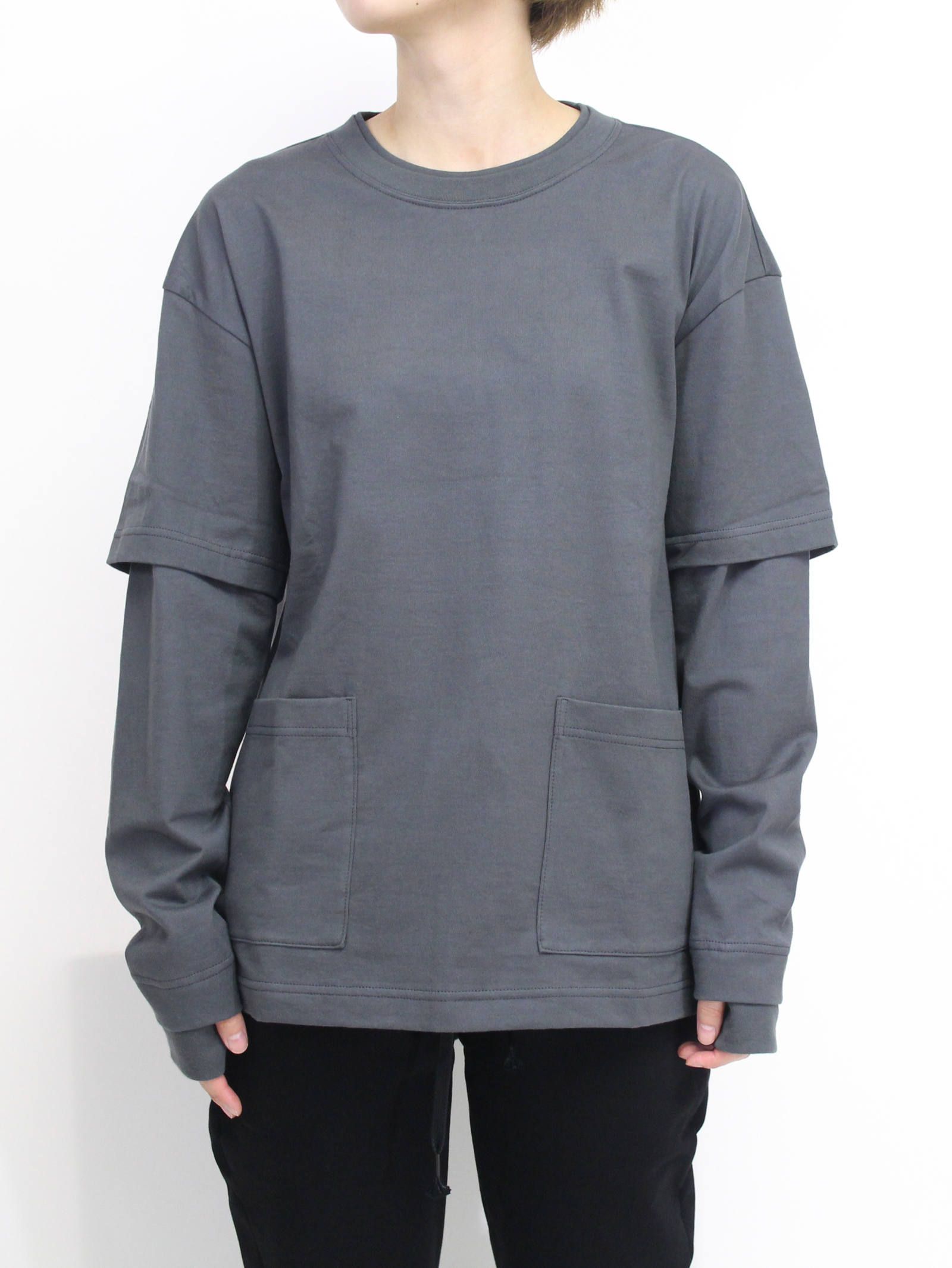 40/-天竺レイヤード長袖カットソー ”GREY"