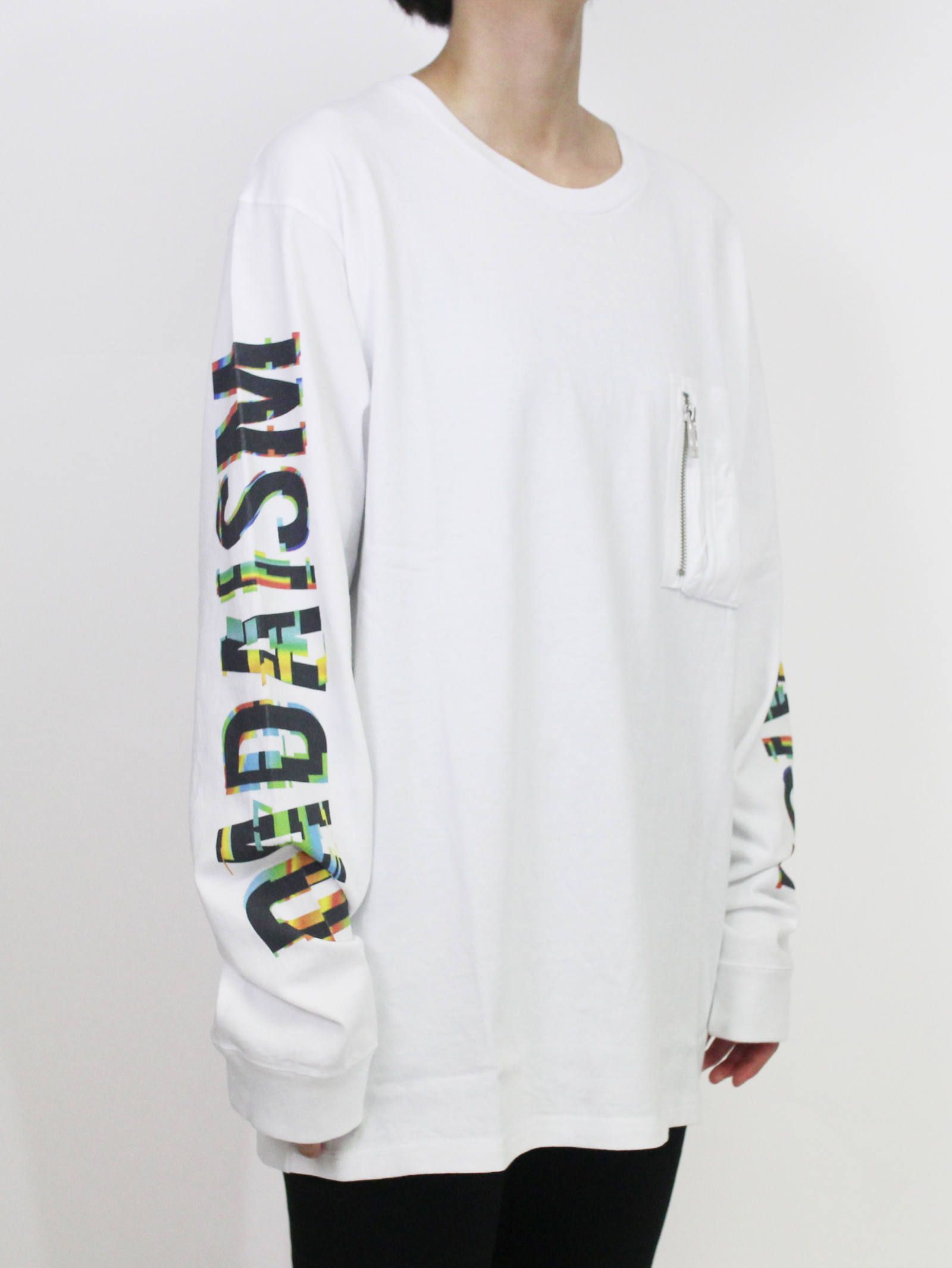 グラフィックプリントロングスリーブT - Graphic Print Long Sleeve Pocket T-shirt WHITE