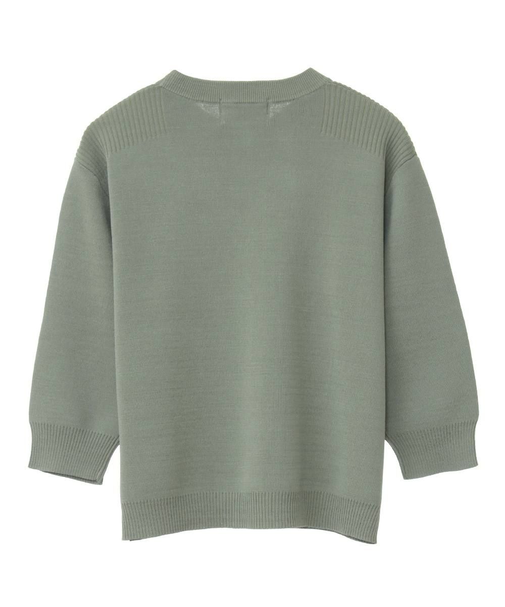 ハーフスリーブコンパクトニット - HALF SLEEVE BASIC COMPACT KNIT TOPS MOSS GREEN
