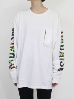 グラフィックプリントロングスリーブT - Graphic Print Long Sleeve Pocket T-shirt WHITE