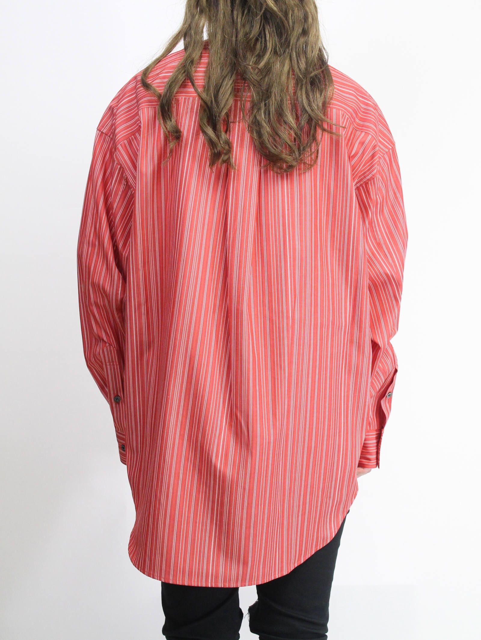 グラフィックプリントシャツ - Graphic Print Stripe Shirt RED