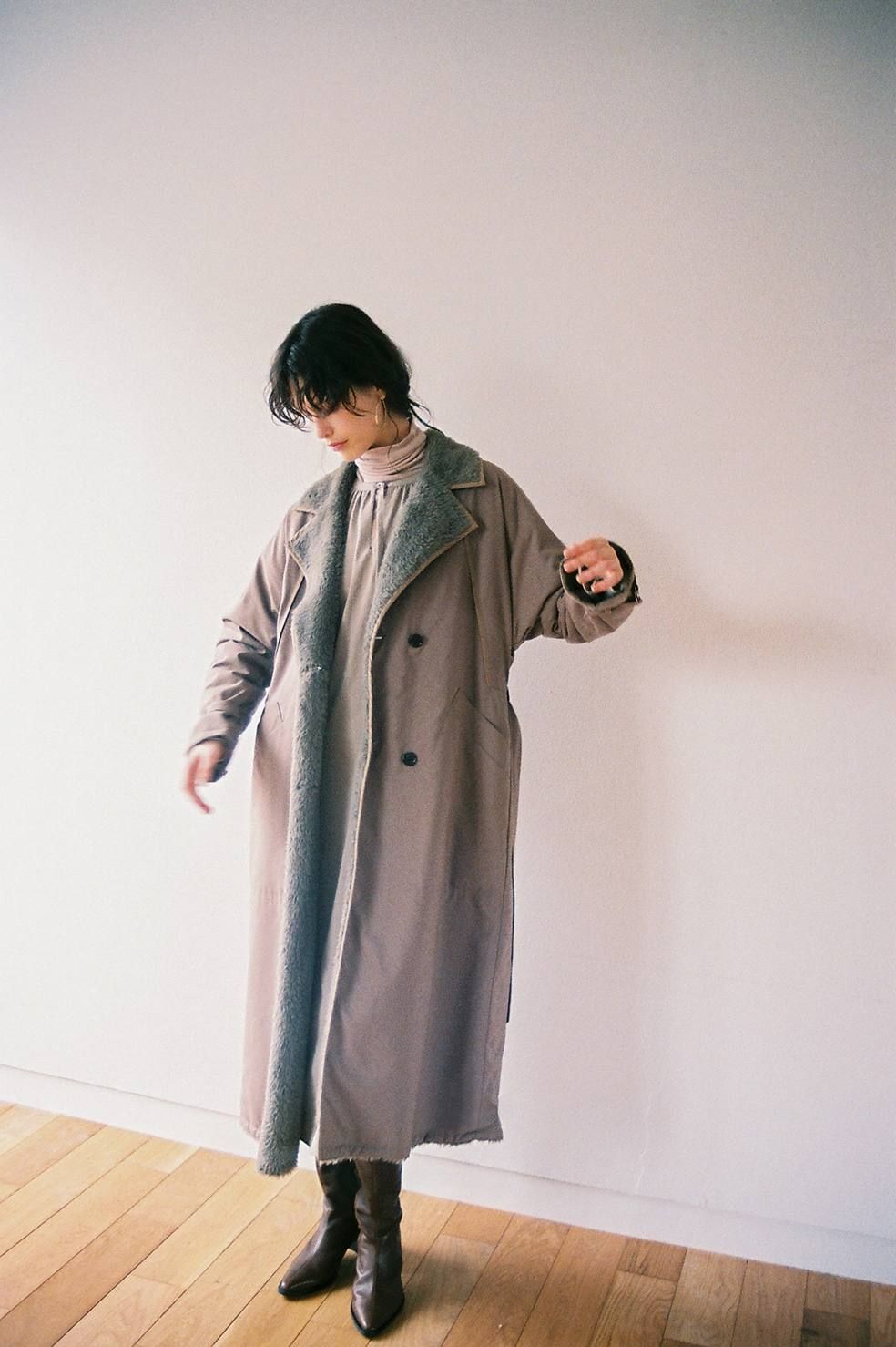 REVERSIBLE MILITARY LONG COAT クラネ CLANE色カーキ