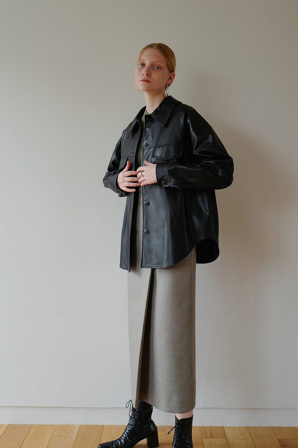 CLANE - フェイクレザーシャツブルゾン - FAKE LEATHER SHIRT BLOUSON ...