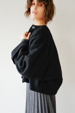 ノーカラーワイドブルゾン - NO-COLLAR WIDE BLOUSON - BLACK