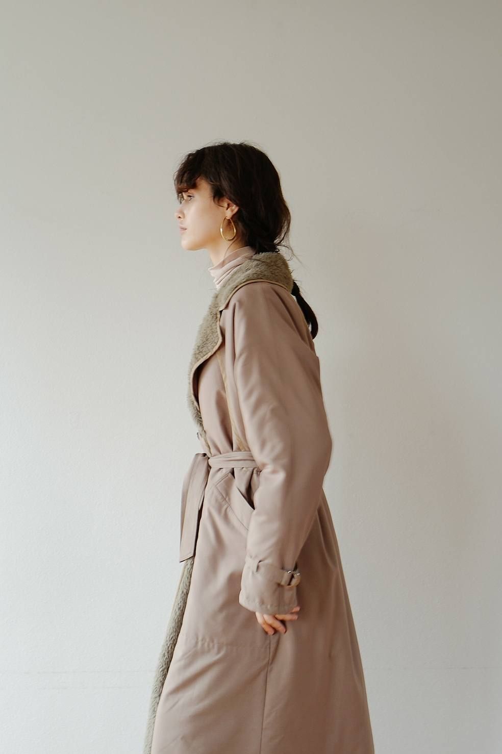 CLANE - REVERSIBLE MILITARY LONG COAT - BEIGE